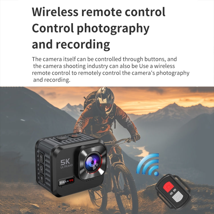 VIRAN V8 5K Ultra-Clear Outdoor Diving Anti-Shake Sports Camera Cycling Helmet Driving Recorder, V8(Black)